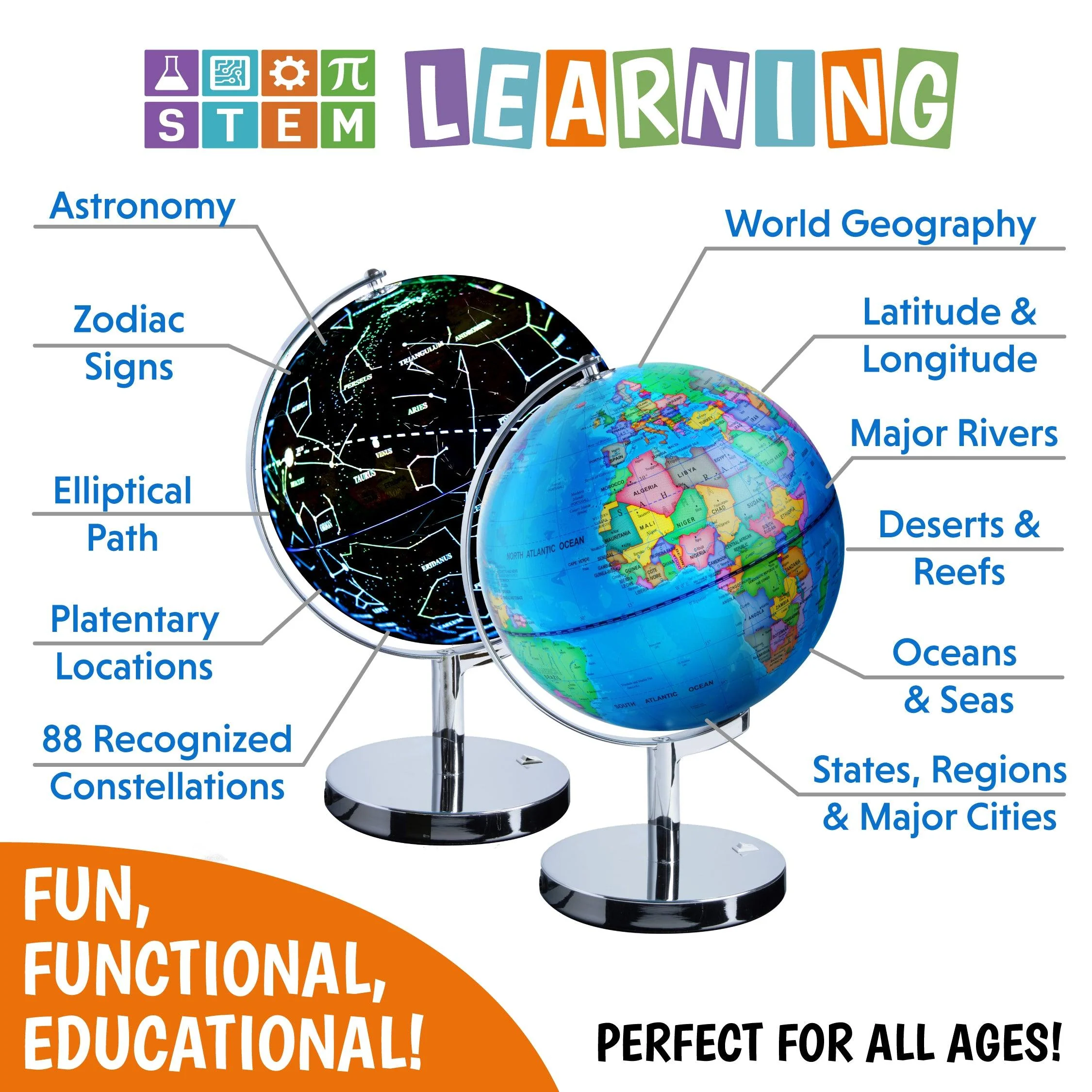 USA Toyz Illuminated Globe for Kids Learning - 9" Diameter - Image 7