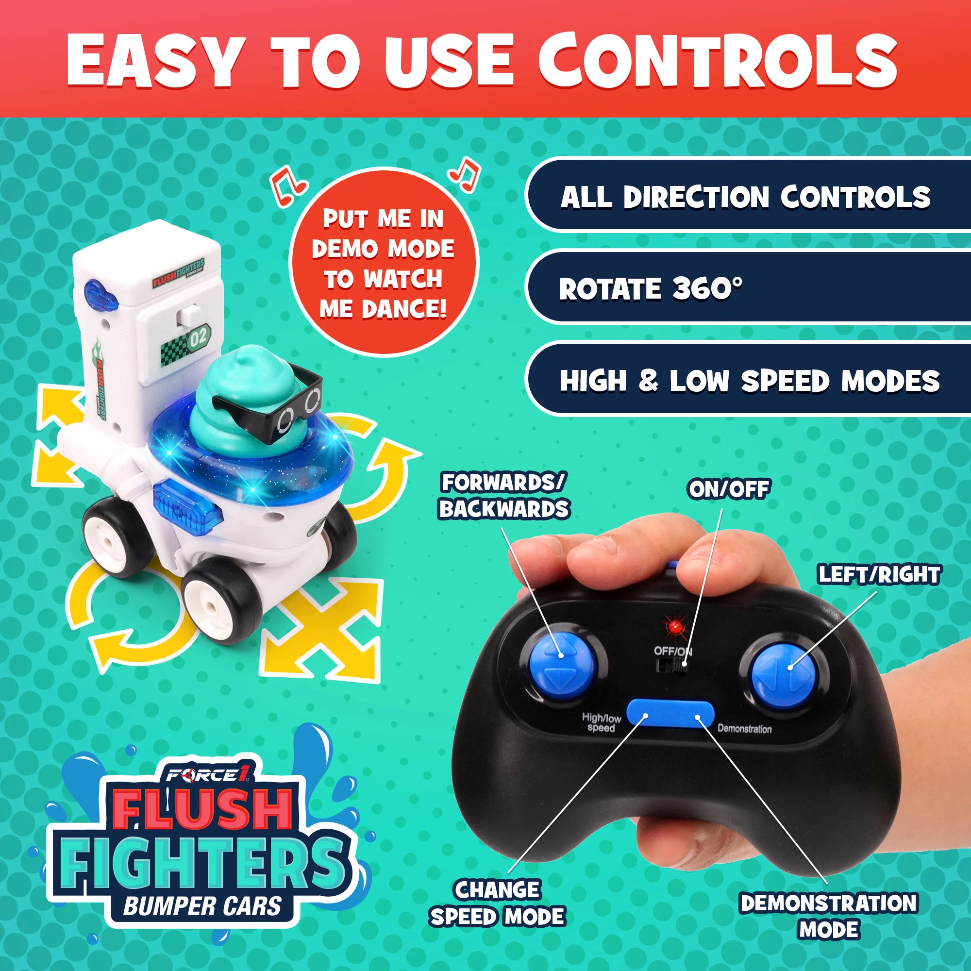 Force1 Flush Fighters Bumper Cars 2pk - Image 4