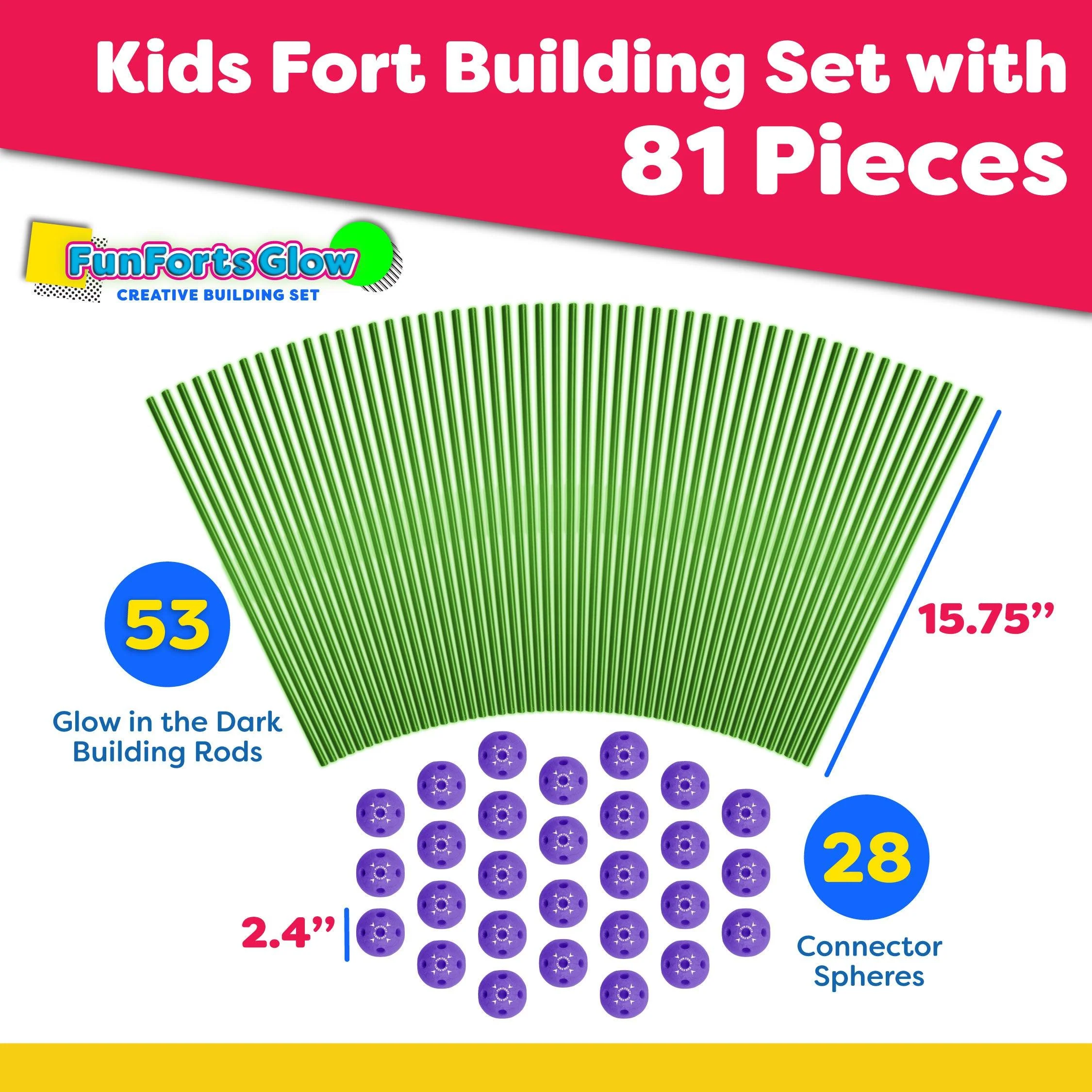Power Your Fun 81pc Fun Forts Glow Fort Building Kit - Image 5