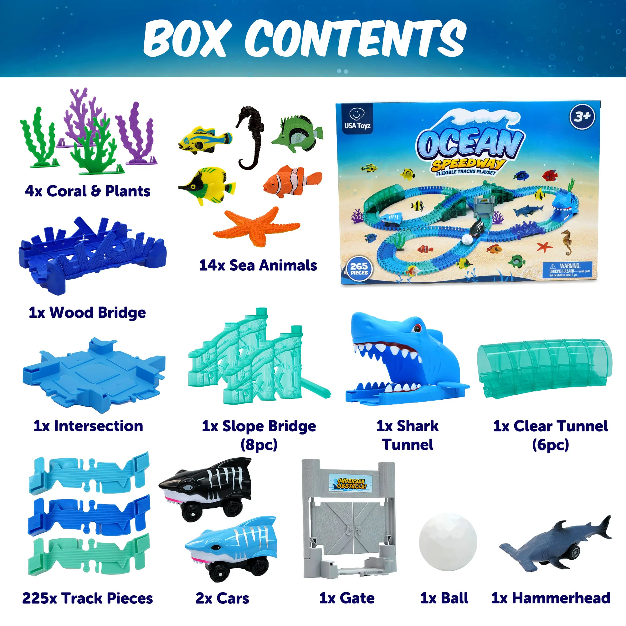 USA Toyz Ocean Race Tracks for Kids- 265pk - Image 7