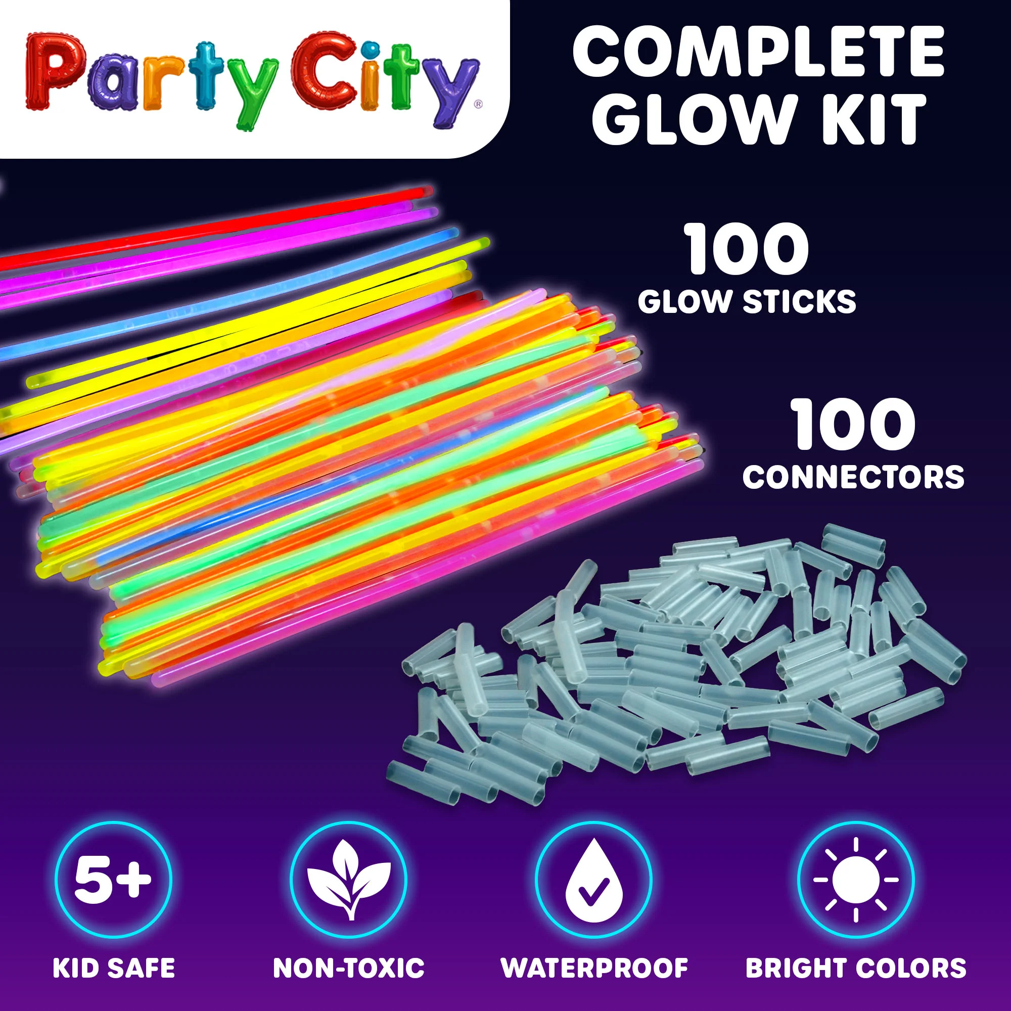 Party City 8" Bendable Glow Sticks Bulk Party Pack - 100pk - Image 8