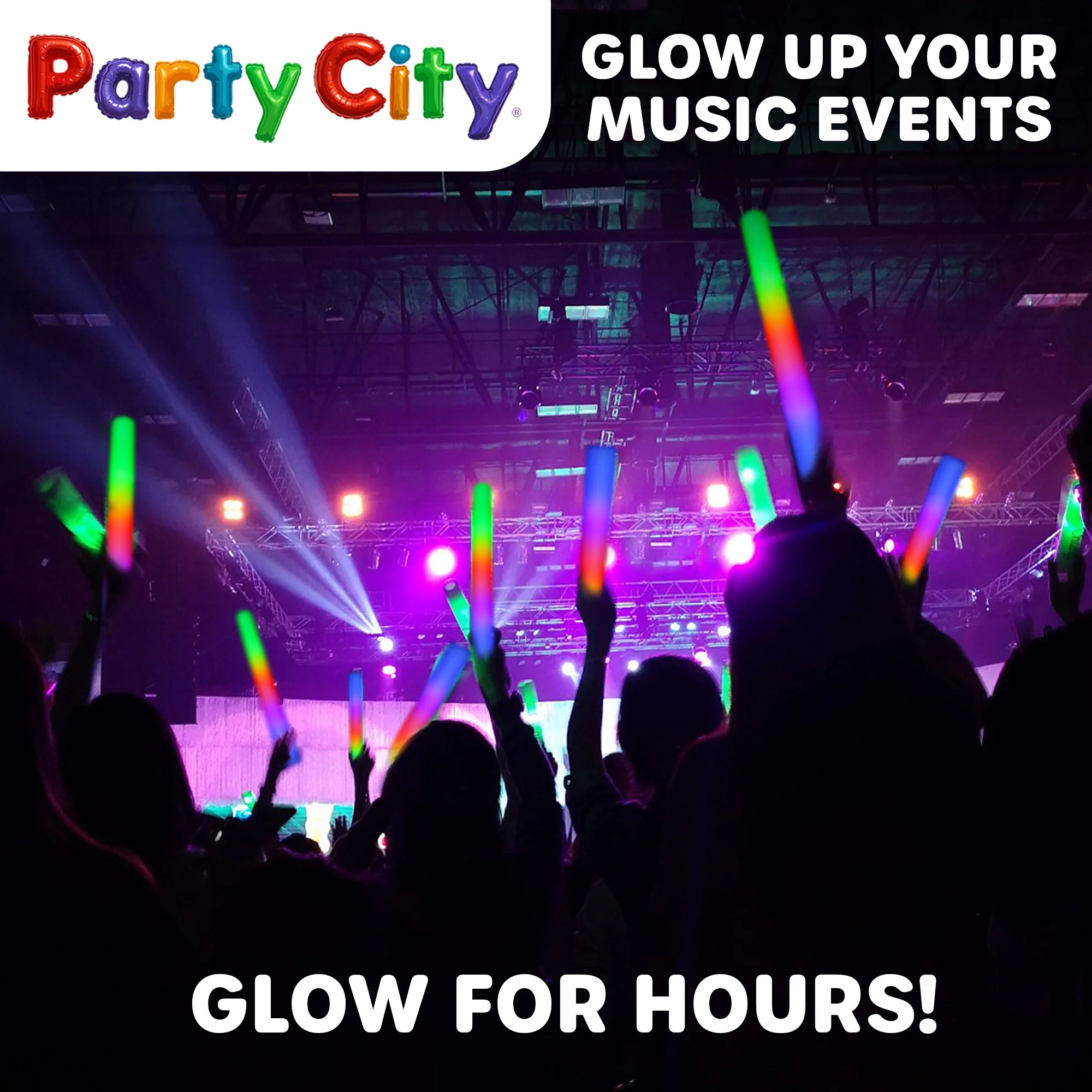 Party City LED Foam Light Up Glow Sticks - 12pk - Image 4