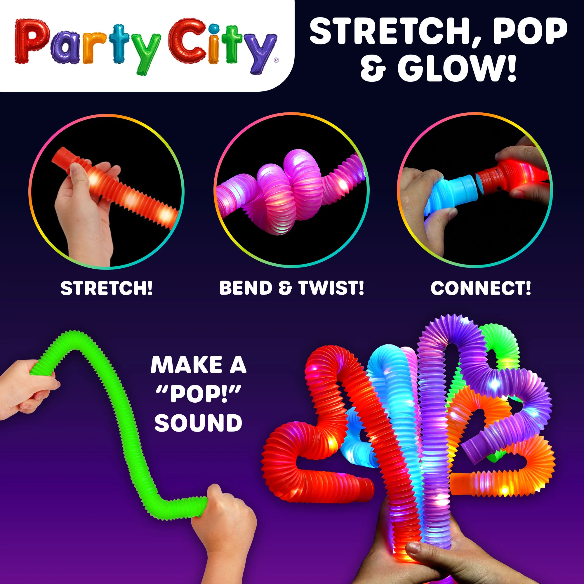 Party City LED Light Up Pop Tubes Bulk Party Favors - 12pk - Image 3