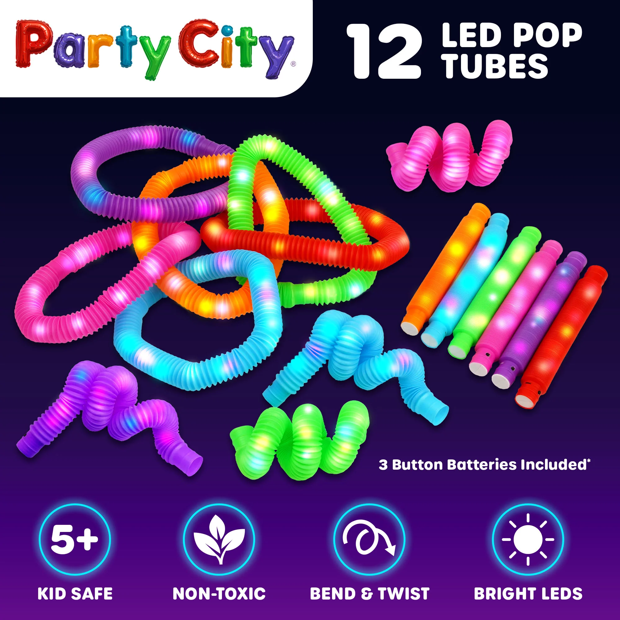 Party City LED Light Up Pop Tubes Bulk Party Favors - 12pk - Image 6