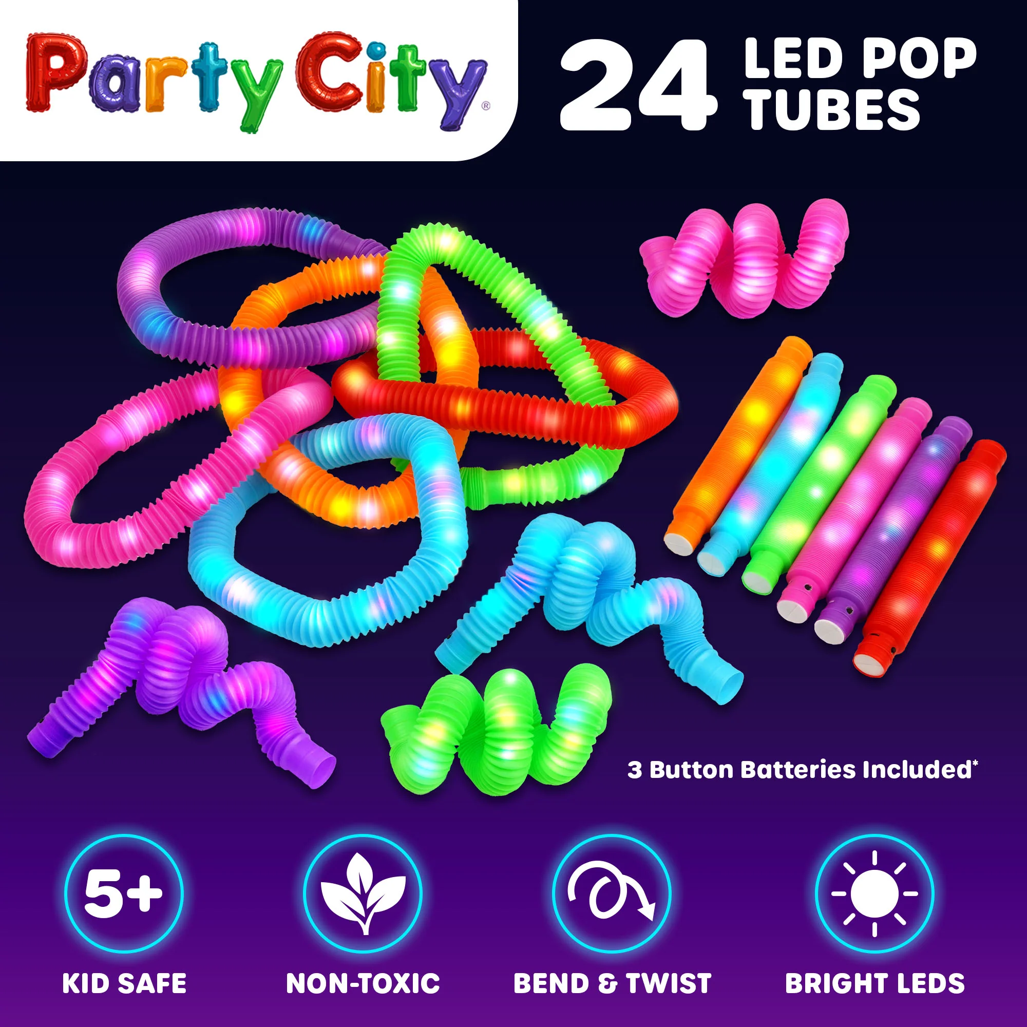 Party City LED Light Up Pop Tubes Bulk Party Favors - 24pk - Image 6
