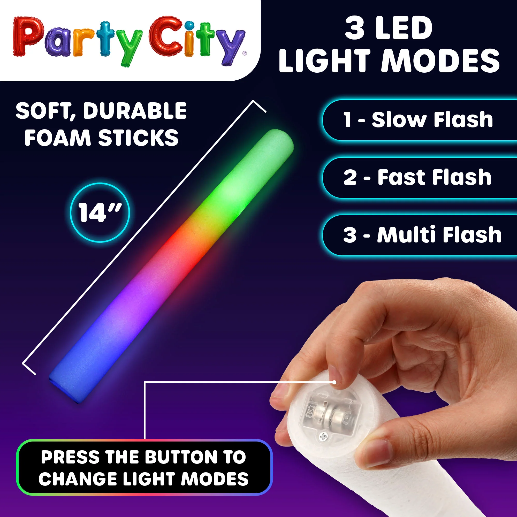 Party City LED Foam Light Up Glow Sticks - 36pk - Image 6