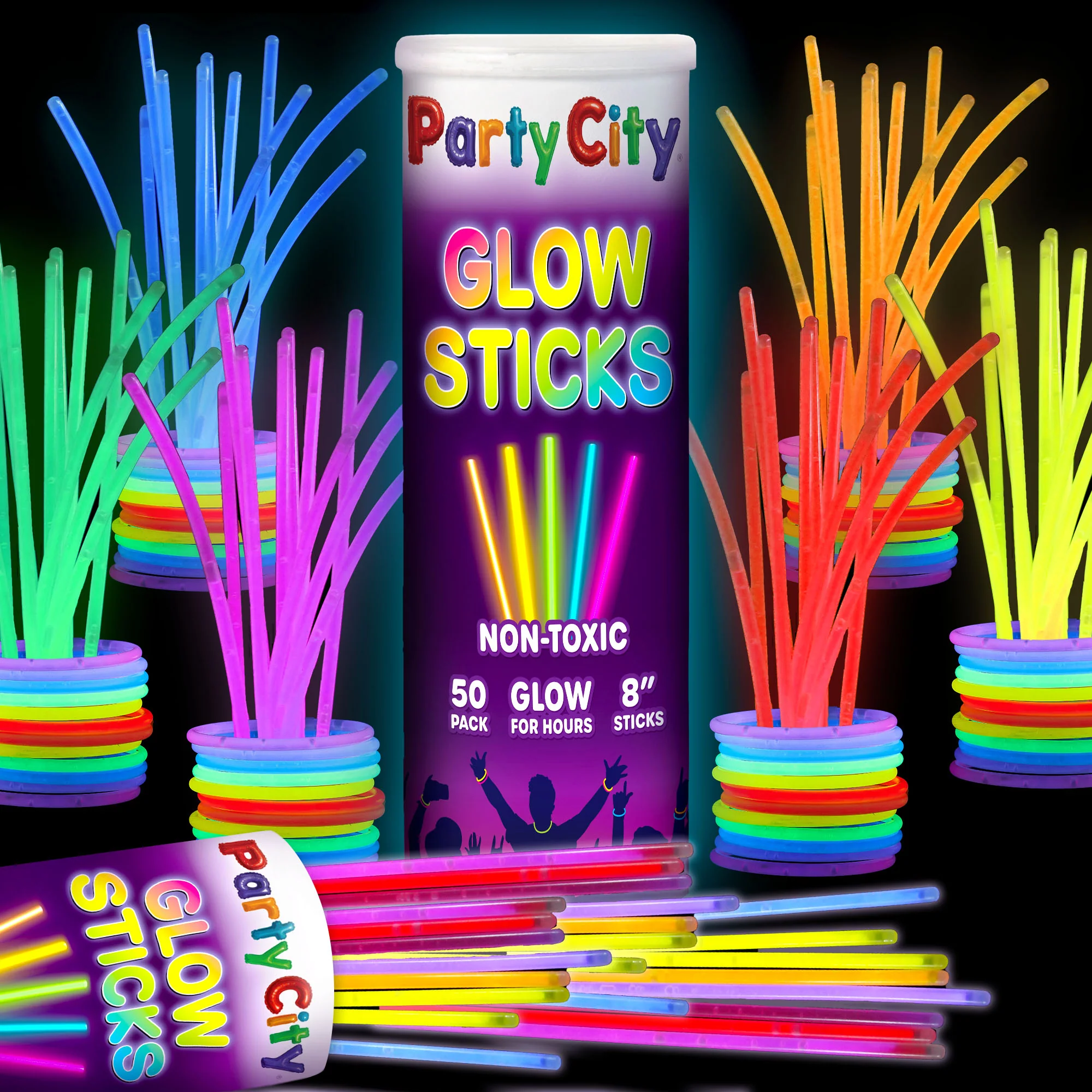 Party City 8" Bendable Glow Sticks Bulk Party Pack - 50pk