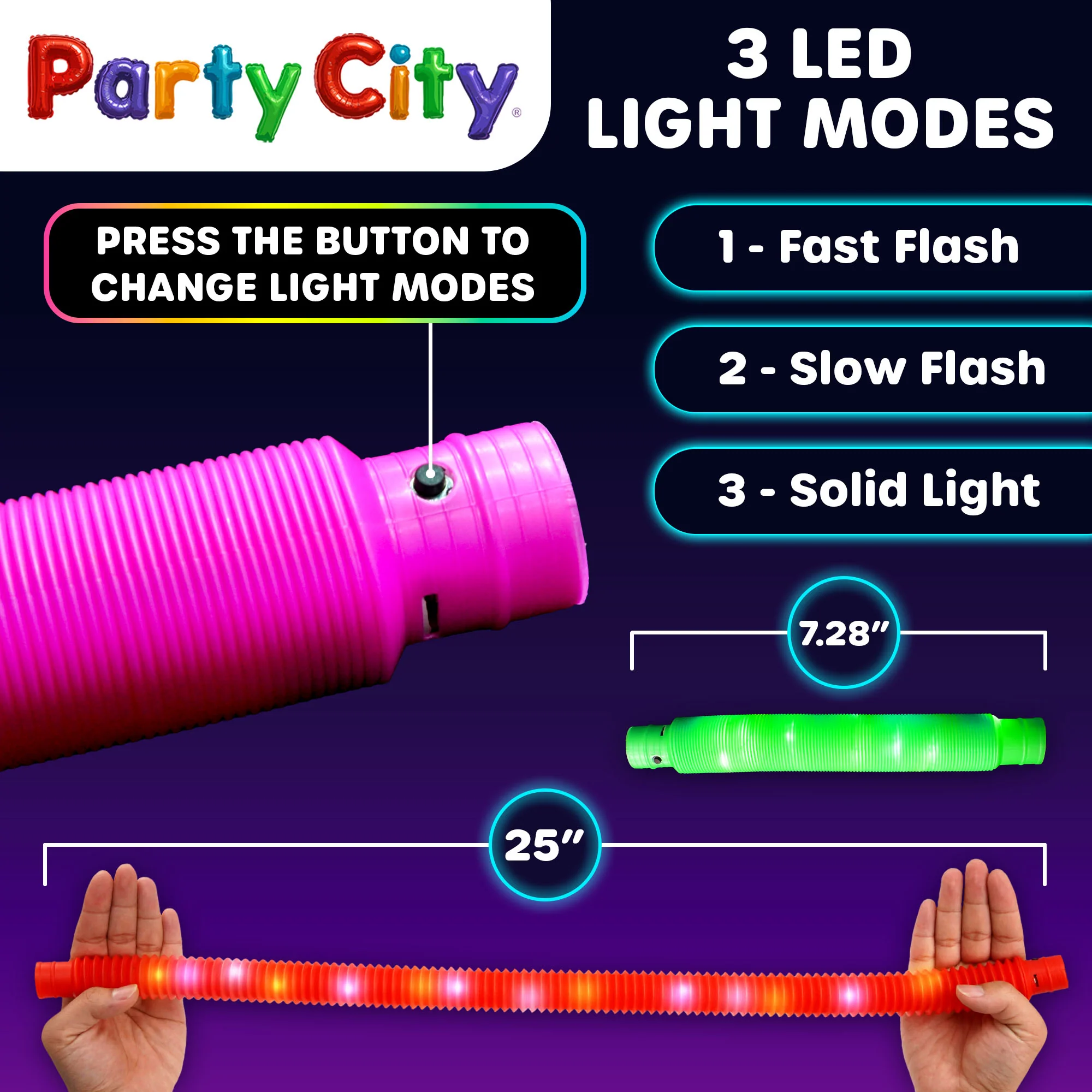 Party City LED Light Up Pop Tubes Bulk Party Favors - 6pk - Image 4