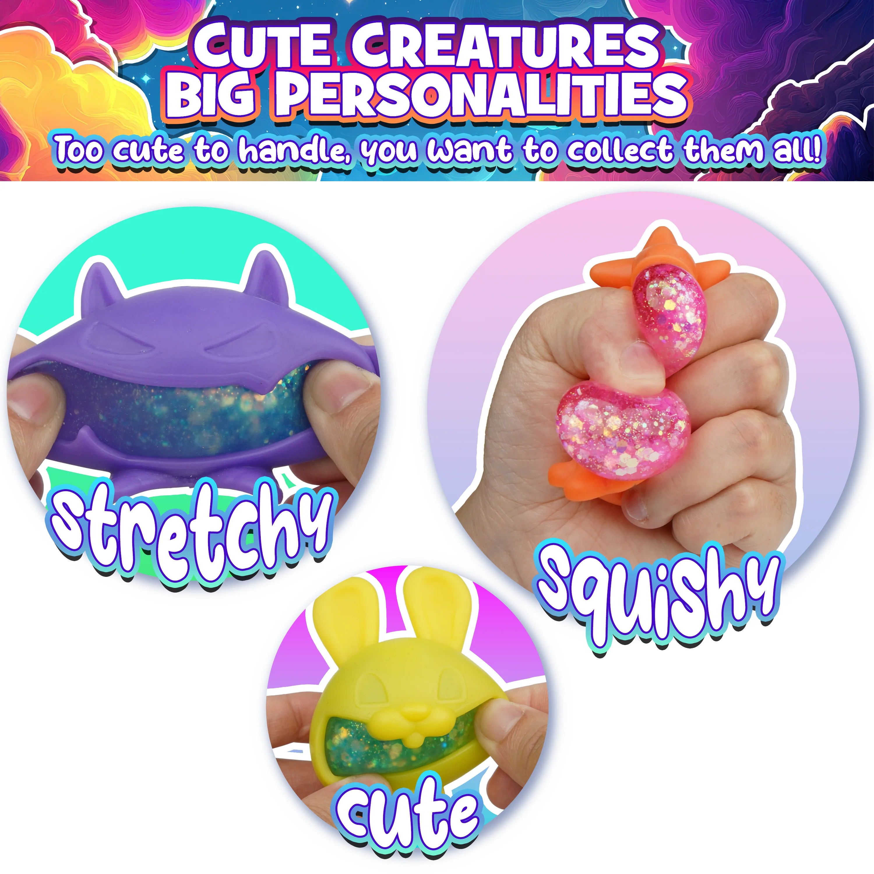 Power Your Fun Glitter Gobblers Blind Box Squishy Toys 6 Pack - Image 3