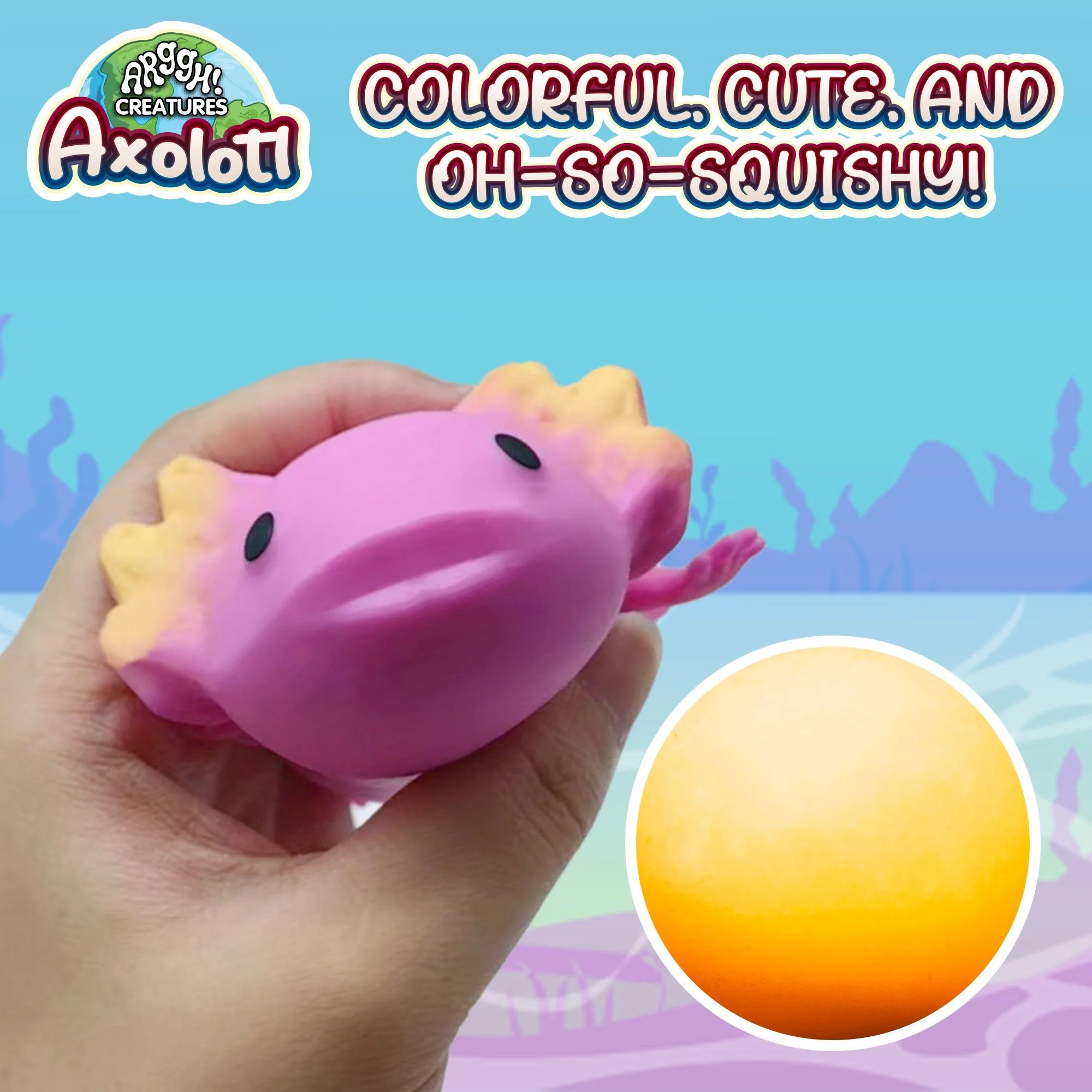Squishy Axolotl Stress Ball, Fidget Toy, Soft Squeeze Fish for Kids & Adults Toy for Anxiety Relief - Image 3
