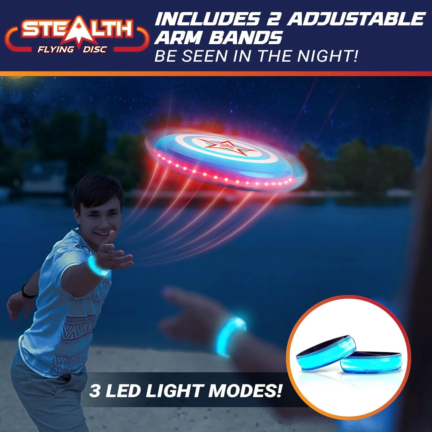 Stealth Flying Frisbee LED Disc - Blue/Red - Image 5