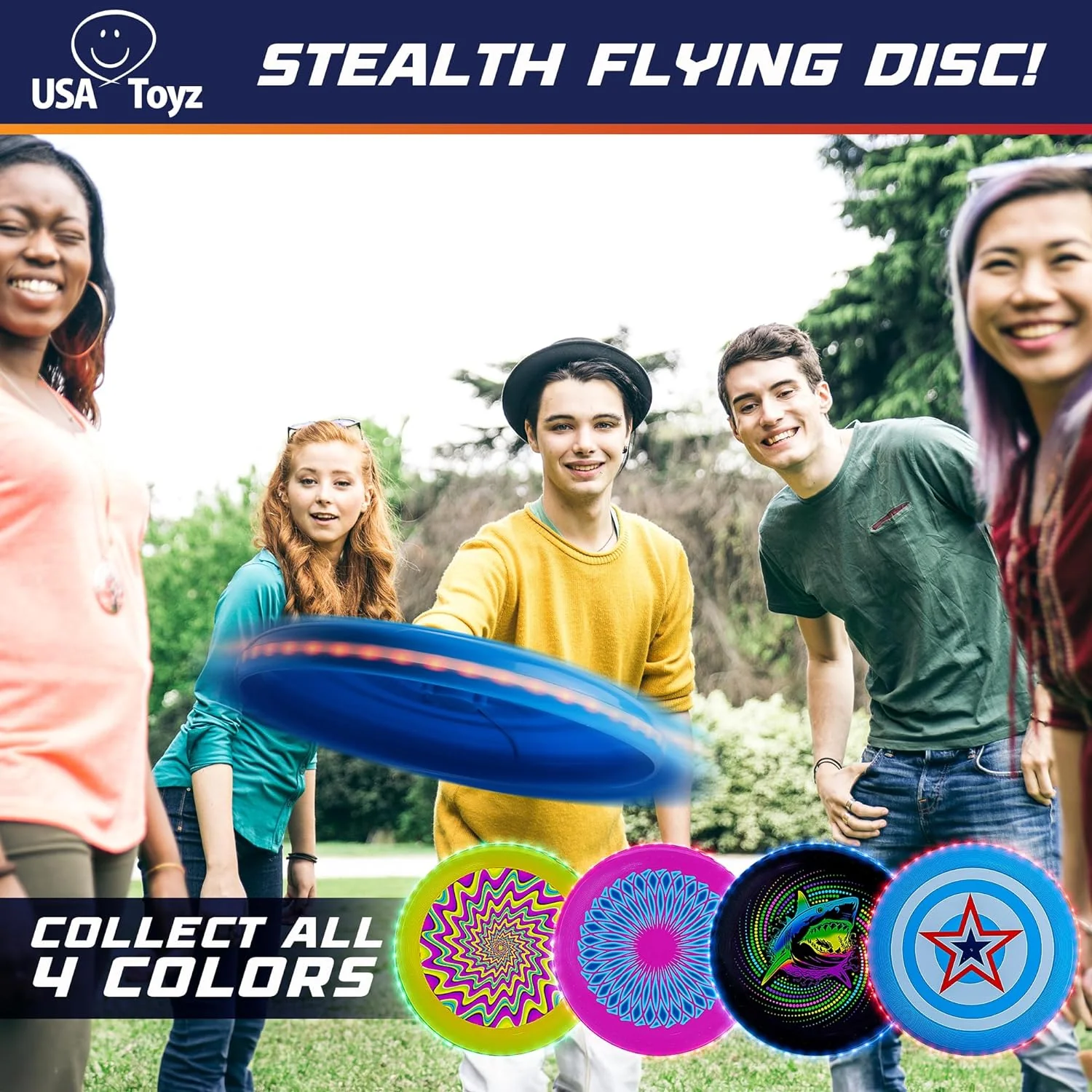 Stealth Flying Frisbee LED Disc - Blue/Red - Image 6