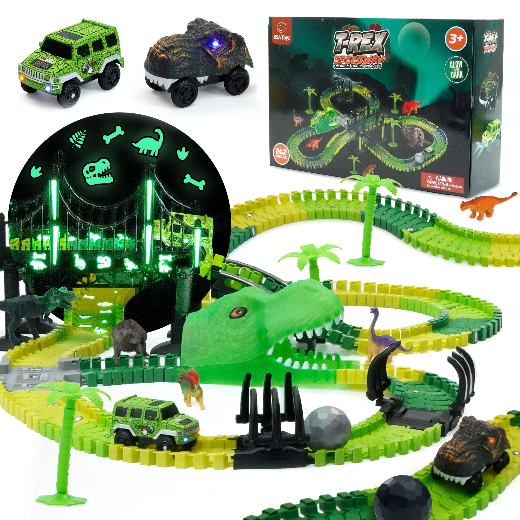 USA Toyz Dinosaur Race Tracks for Kids- 262pk - Image 7