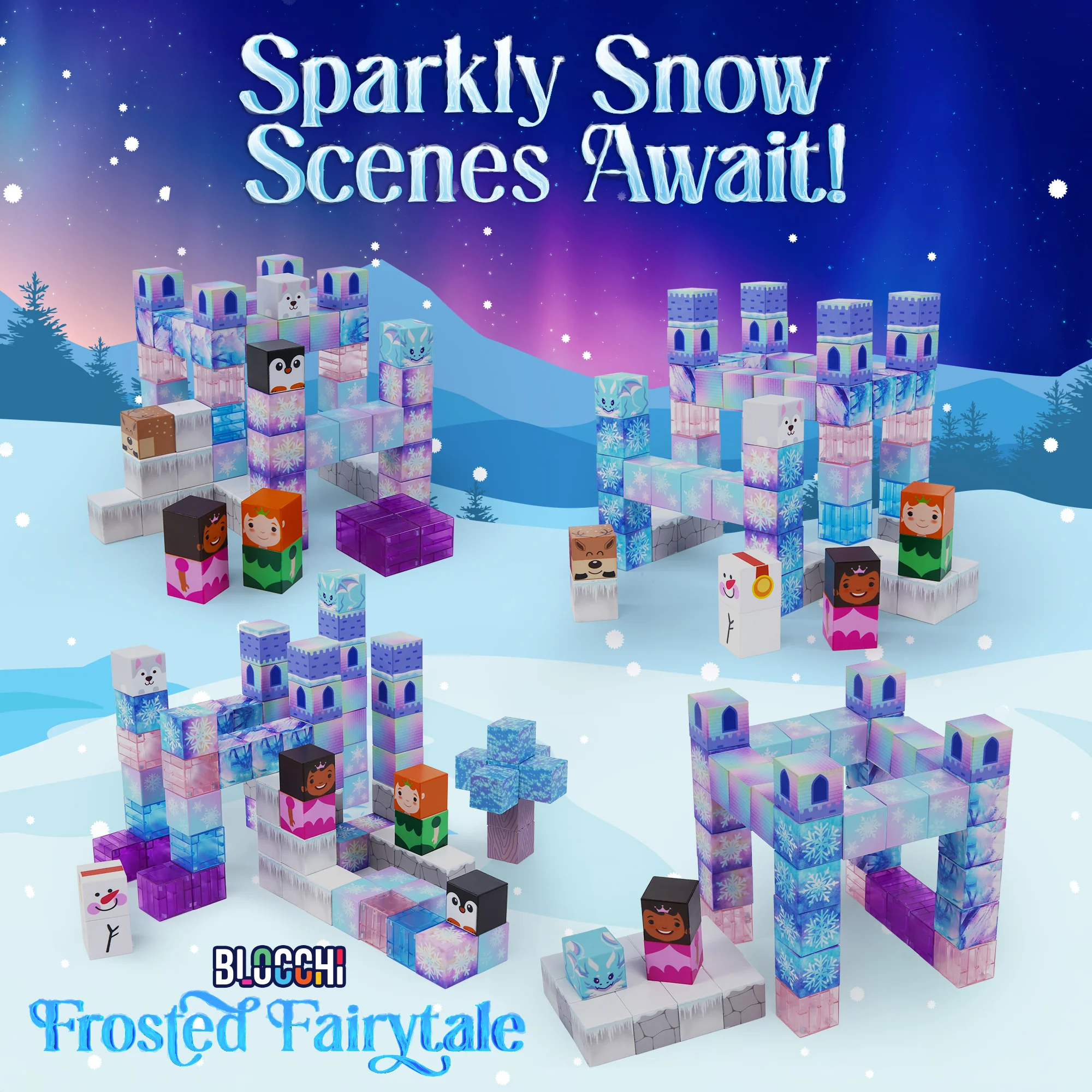 USA Toyz Blocchi Frosted Fairytale Magnetic Building Blocks Set Of 84pc - Image 3