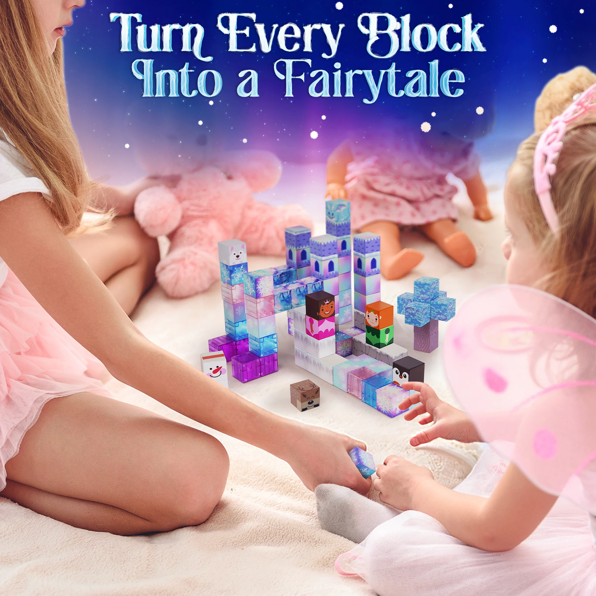 USA Toyz Blocchi Frosted Fairytale Magnetic Building Blocks Set Of 84pc - Image 8