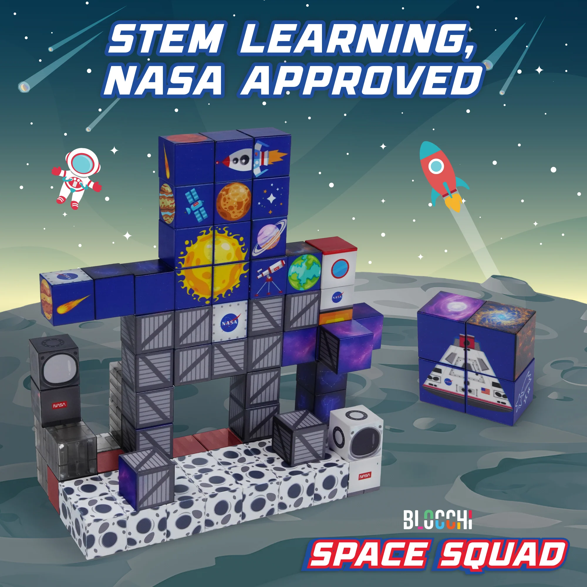 USA Toyz Blocchi Space Squad Magnetic Block Set 84 units - Image 6